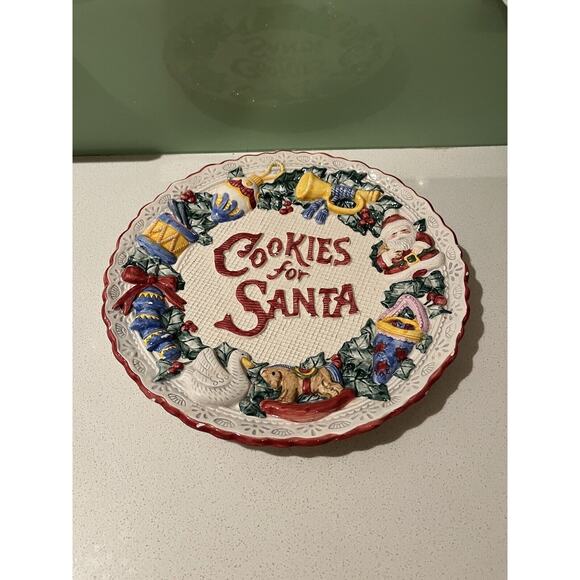 Ceramic Fitz & Floyd Omnibus Victorian Ornaments "Cookies for Santa" Plate - Picture 1 of 8